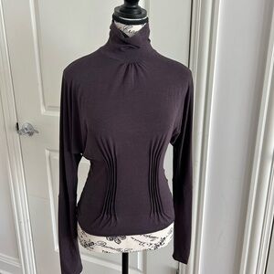 Cop.Copine Women's Dark Purple (Eggplant) Turtleneck Blouse (S/M)